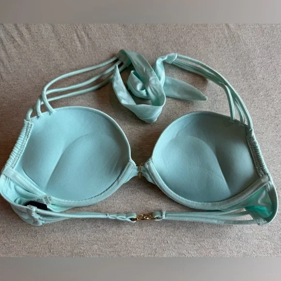 Victoria's Secret Swim Bombshell Add-2-Cups Bikini Top Aqua Blue 32B - Picture 2 of 5